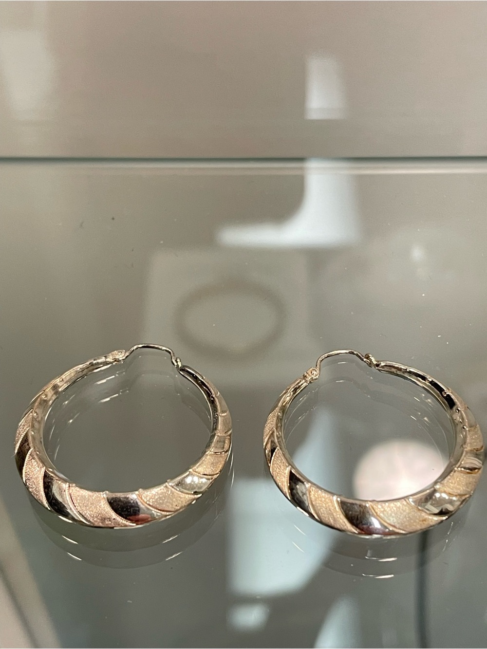 Textured 925 Sterling Hoop Earrings